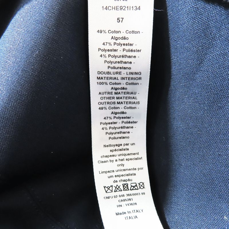 Unused Christian DIOR Check Pop Cap Hat Oblique Baseball Cap Navy And White 57