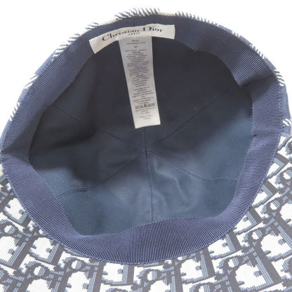 Unused Christian DIOR Check Pop Cap Hat Oblique Baseball Cap Navy And White 57