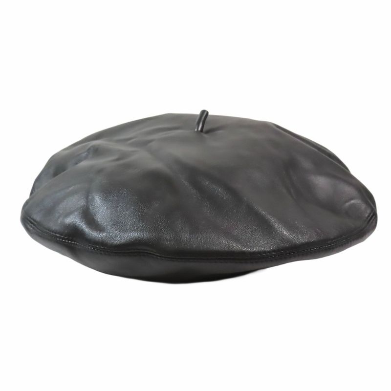Unused 17AW Christian DIOR Leather Beret Hat Logo Plate 73drm910a700 Cap Hat 58