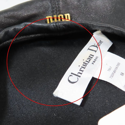 Unused 17AW Christian DIOR Leather Beret Hat Logo Plate 73drm910a700 Cap Hat 58