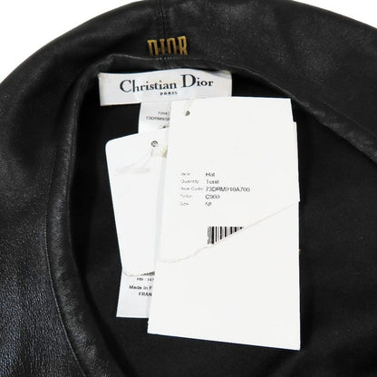 Unused 17AW Christian DIOR Leather Beret Hat Logo Plate 73drm910a700 Cap Hat 58
