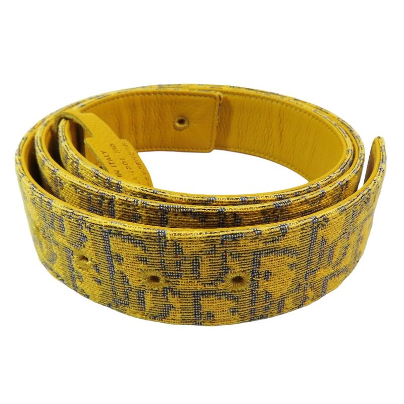 Unused DIOR Oblique Jacquard Belt Reversible Trotter Total Leather Canvas