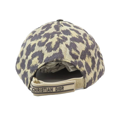 Unused Christian DIOR Leopard Pattern Oblique Cap Logo Belt Baseball Cap Yellow