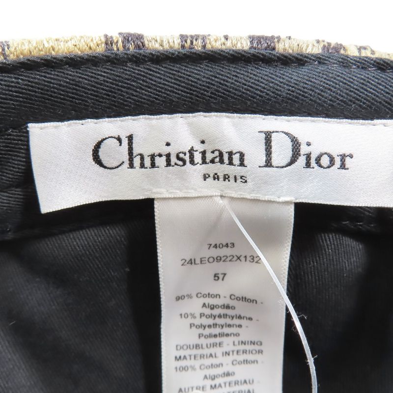Unused Christian DIOR Leopard Pattern Oblique Cap Logo Belt Baseball Cap Yellow