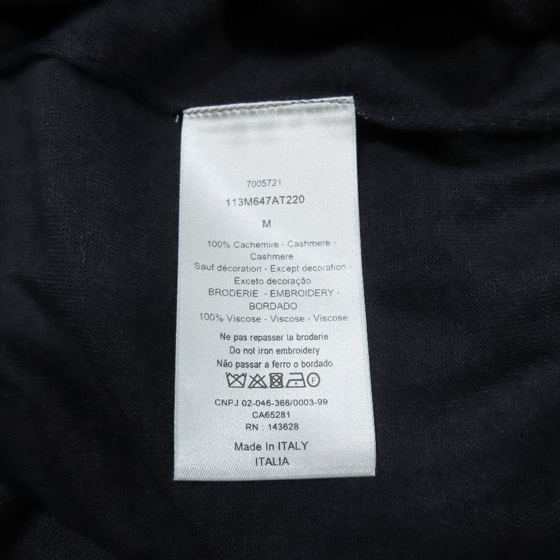 DIOR 100% Cashmere Knit CD Icon Sweater Long Sleeves One Point CD Logo Embroider