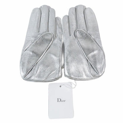 Unused Christian DIOR Lamb Leather Gloves Leather Gloves Logo & Pearl Chain