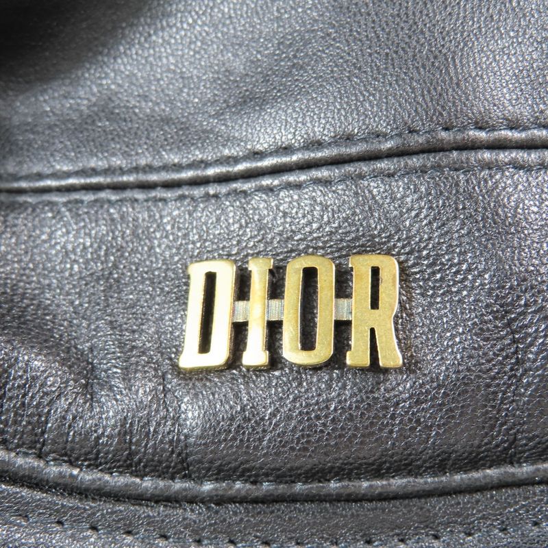 Christian DIOR Teddy-d Lamb Leather Bob Hat Bucket Hat With Veil Logo Hardware