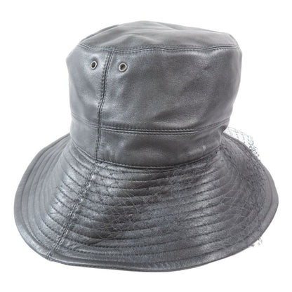 Christian DIOR Teddy-d Lamb Leather Bob Hat Bucket Hat With Veil Logo Hardware