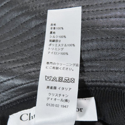 Christian DIOR Teddy-d Lamb Leather Bob Hat Bucket Hat With Veil Logo Hardware
