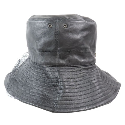 Christian DIOR Teddy-d Lamb Leather Bob Hat Bucket Hat With Veil Logo Hardware