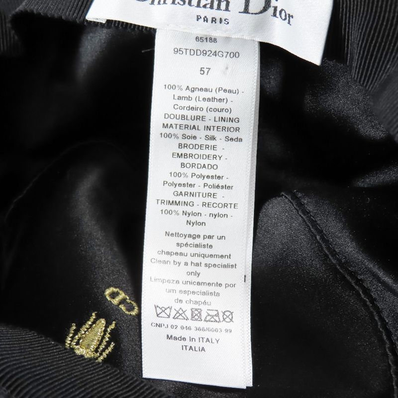 Christian DIOR Teddy-d Lamb Leather Bob Hat Bucket Hat With Veil Logo Hardware