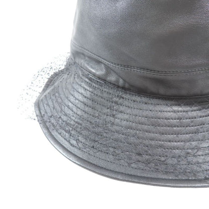 Christian DIOR Teddy-d Lamb Leather Bob Hat Bucket Hat With Veil Logo Hardware