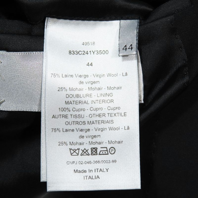 Unused 18AW DIOR Single Tailored Jacket 2B Atelier Narrow Lapel Switching