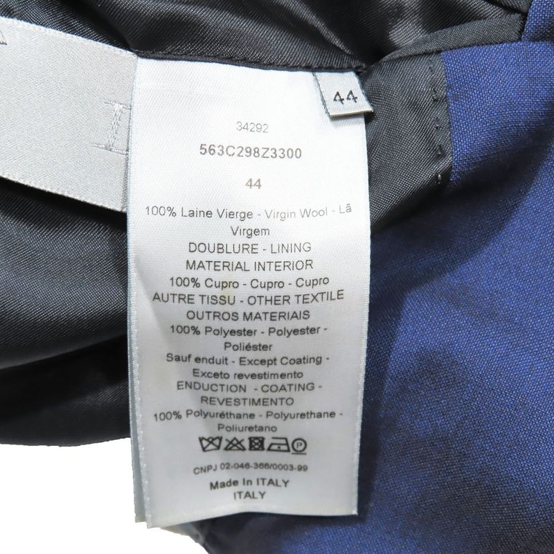 15ss DIOR Single Tailored Jacket 2B Narrow Lapel Fully Lined Bleather 563c298z33