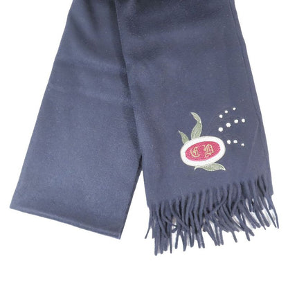 Unused DIOR Scarf Stole Scarf 100% Cashmere Fringe CD Logo Tin Embroidery Black