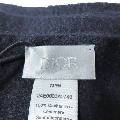 Unused DIOR Scarf Stole Scarf 100% Cashmere Fringe CD Logo Tin Embroidery Black