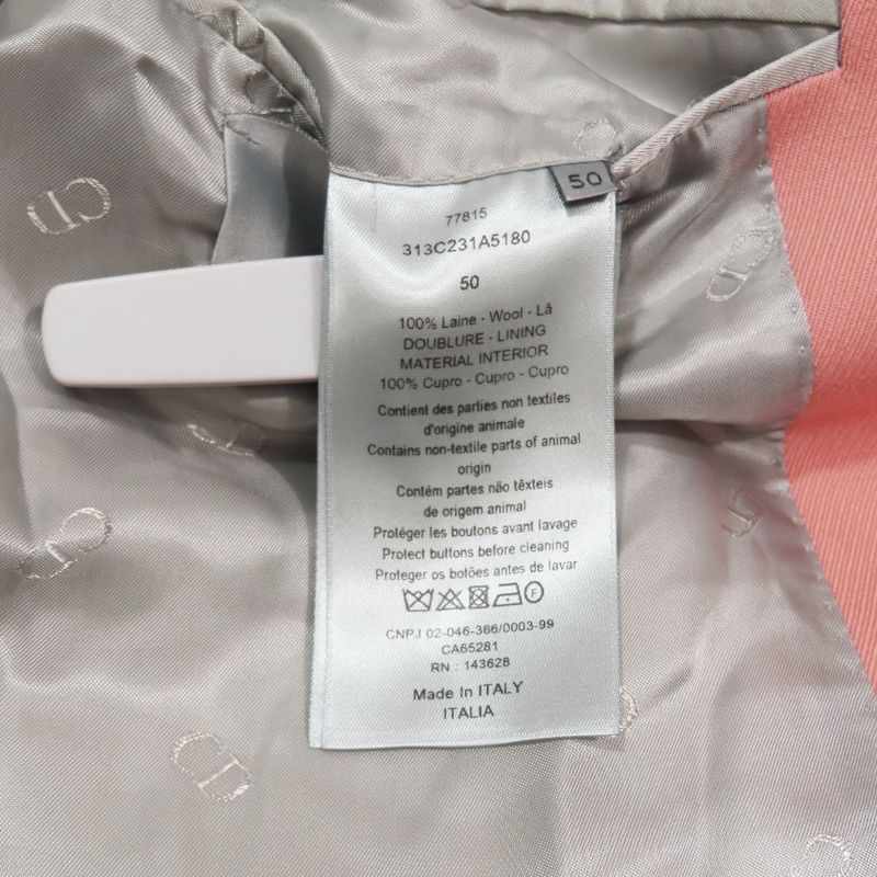 Unused DIOR Wool Tailored Jacket Bleather Single Breasted Side Vents Fully