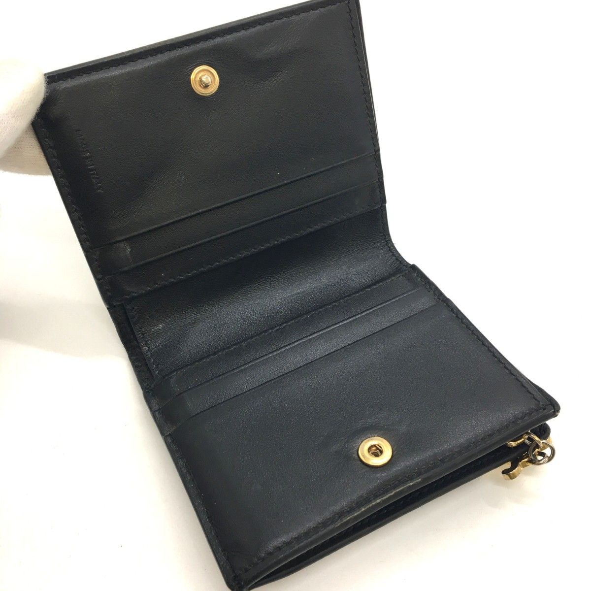 Celine Compact Wallet Triomphe Charm Grained Calfskin U-Ie-4284 Black