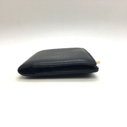 Celine Compact Wallet Triomphe Charm Grained Calfskin U-Ie-4284 Black