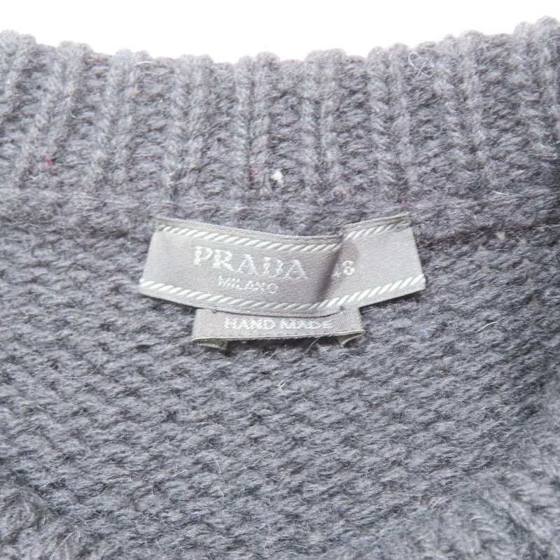 Good Quality 18AW Prada Virgin Wool All-over Knit Sweater Long Sleeves Thick