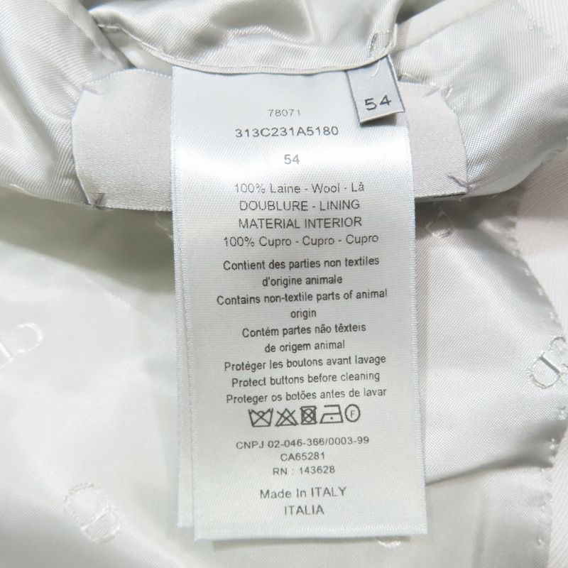 Unused DIOR Wool Tailored Jacket Bleather Single Breasted Side Vents Full Lined