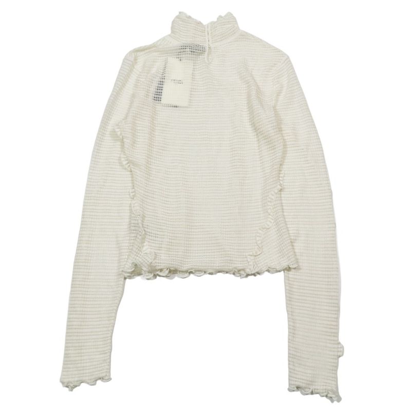 Unused 2022 Fendi Sheer Mesh Cut and Sewn High Neck Long Sleeves Checkered