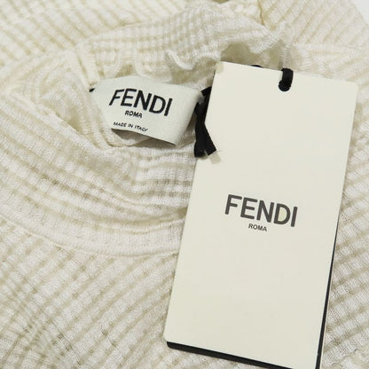 Unused 2022 Fendi Sheer Mesh Cut and Sewn High Neck Long Sleeves Checkered