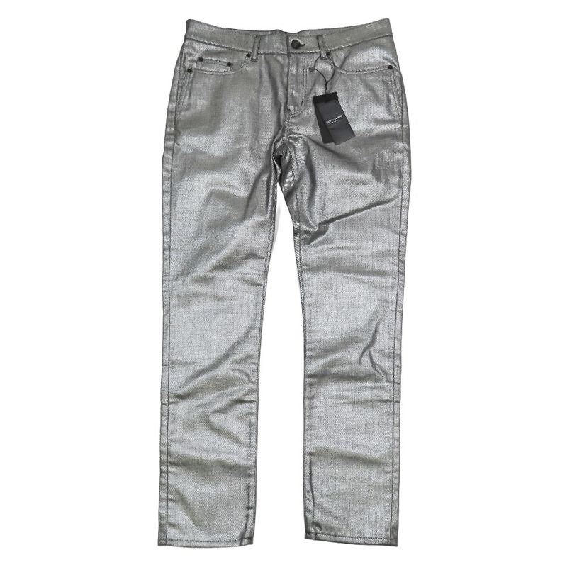 Unused 18ss Saint Laurent Paris Laurent D02 M/sk-Lw Metallic Denim Pants Jeans