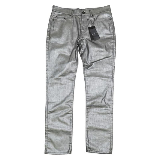 Unused 18ss Saint Laurent Paris Laurent D02 M/sk-Lw Metallic Denim Pants Jeans