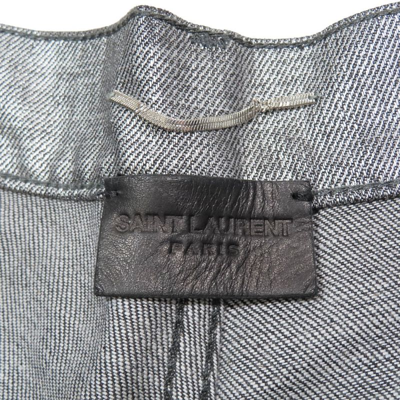 Unused 18ss Saint Laurent Paris Laurent D02 M/sk-Lw Metallic Denim Pants Jeans