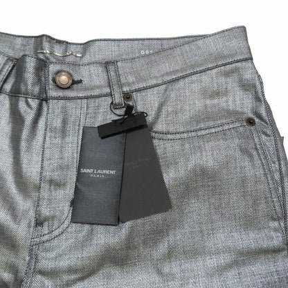 Unused 18ss Saint Laurent Paris Laurent D02 M/sk-Lw Metallic Denim Pants Jeans