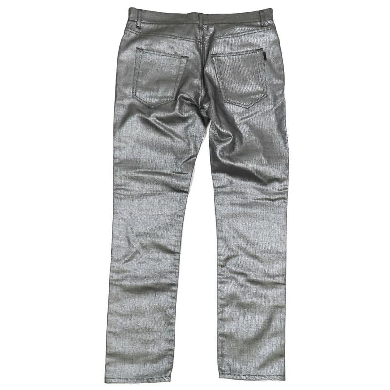 Unused 18ss Saint Laurent Paris Laurent D02 M/sk-Lw Metallic Denim Pants Jeans