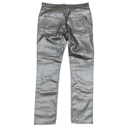 Unused 18ss Saint Laurent Paris Laurent D02 M/sk-Lw Metallic Denim Pants Jeans