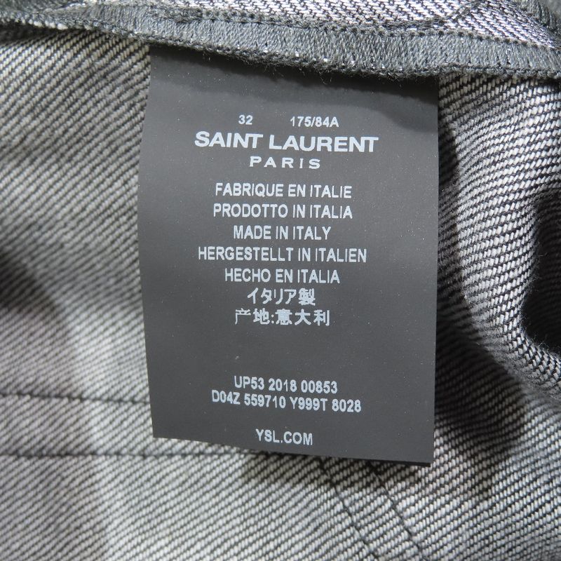 Unused 18ss Saint Laurent Paris Laurent D02 M/sk-Lw Metallic Denim Pants Jeans