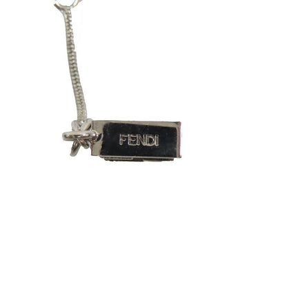 Fendi Metal Tassel Native Necklace Choker Ff Logo Stick Accessory Silver Red