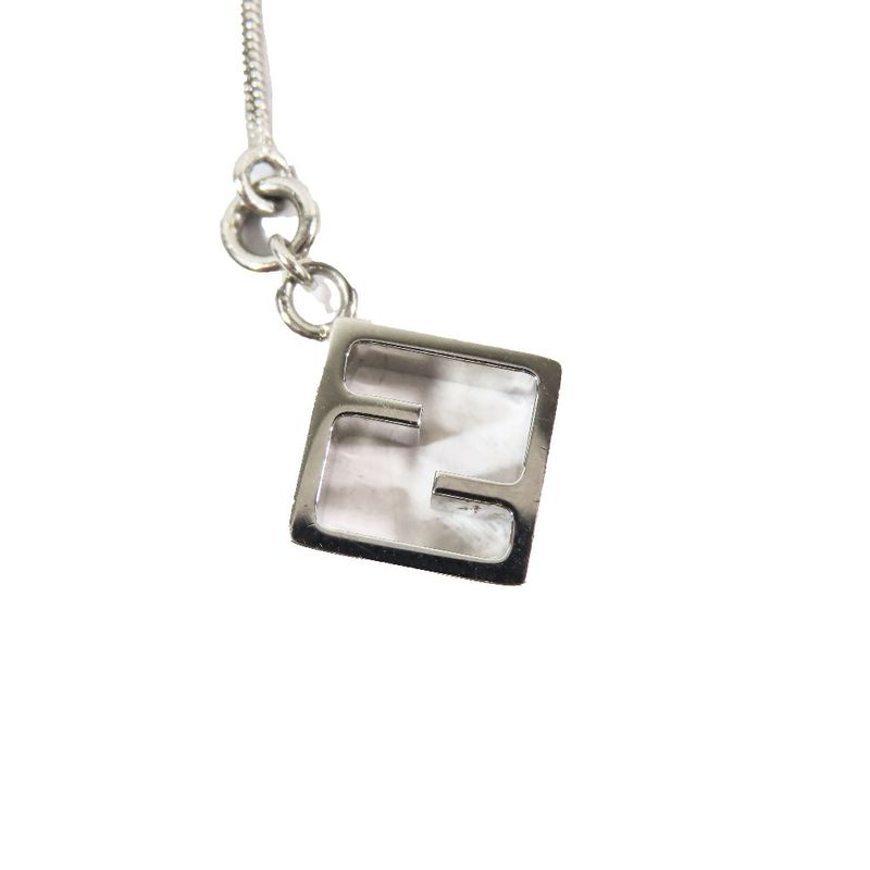 Fendi Metal Tassel Native Necklace Choker Ff Logo Stick Accessory Silver Red