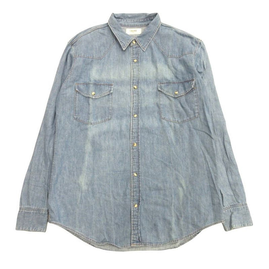 Celine by Hedi Slimane Celine Eddie Period Western Denim Shirt Cut and Sewn