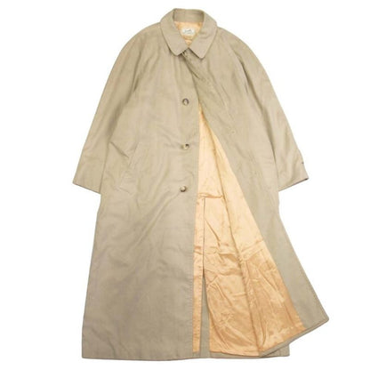 Vintage Hermes Stainless Steel Collar Coat Balmacaan Jacket Outerwear 50 Khaki