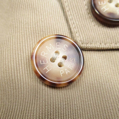 Vintage Hermes Stainless Steel Collar Coat Balmacaan Jacket Outerwear 50 Khaki