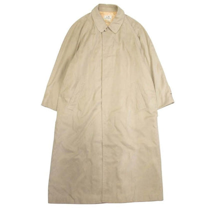 Vintage Hermes Stainless Steel Collar Coat Balmacaan Jacket Outerwear 50 Khaki