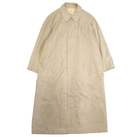Vintage Hermes Stainless Steel Collar Coat Balmacaan Jacket Outerwear 50 Khaki