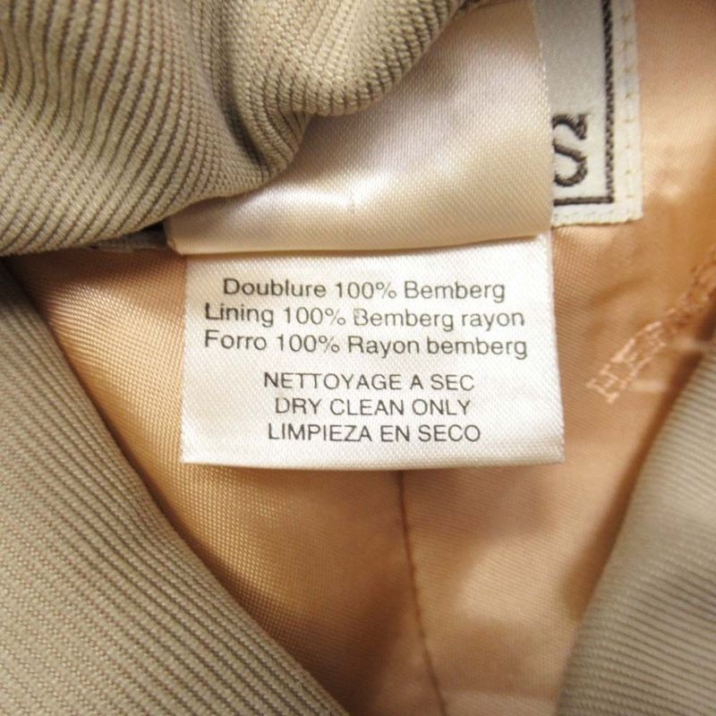 Vintage Hermes Stainless Steel Collar Coat Balmacaan Jacket Outerwear 50 Khaki