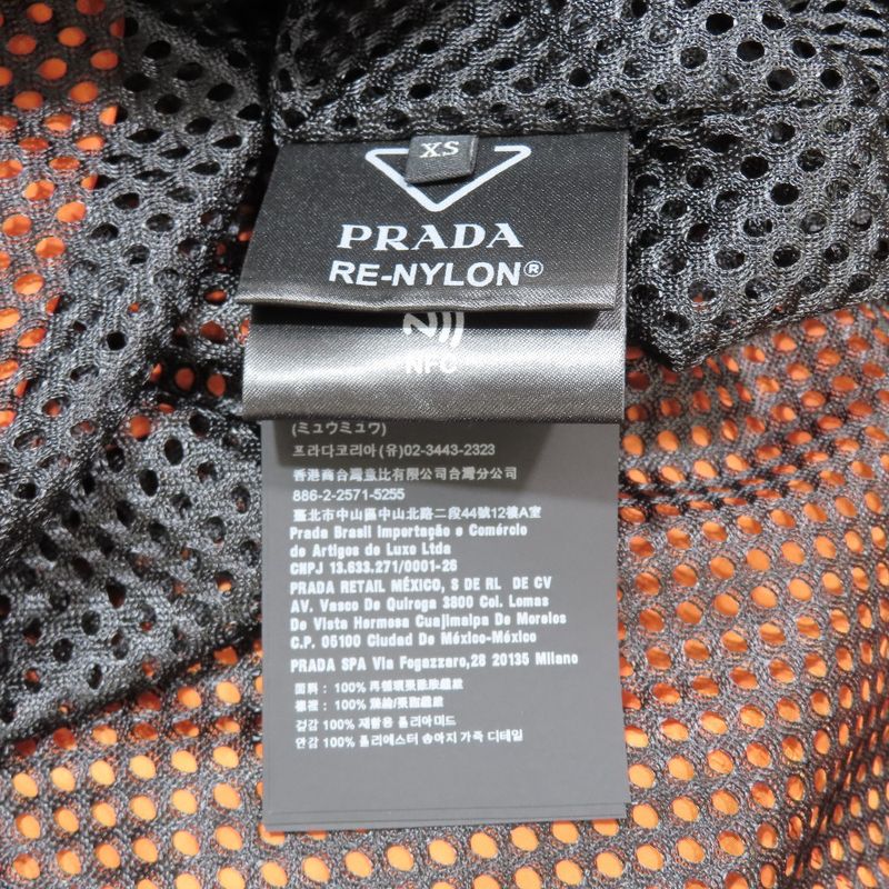 21aw Prada Re-Nylon Triangle Logo Re-Nylon Bicolor Hooded Coat Long Jacket XS