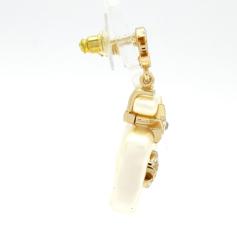 Chanel Earrings Coco Mark Ivory×gold×clear Star