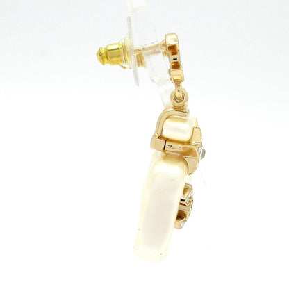 Chanel Earrings Coco Mark Ivory×gold×clear Star