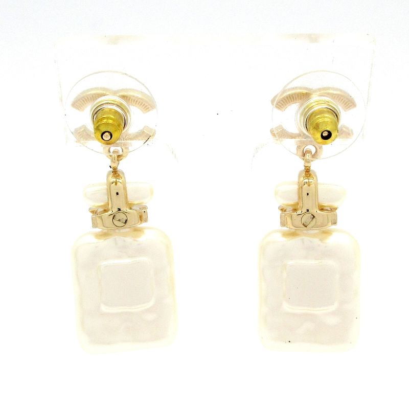 Chanel Earrings Coco Mark Ivory×gold×clear Star