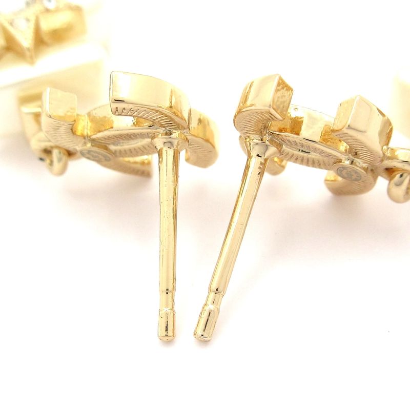 Chanel Earrings Coco Mark Ivory×gold×clear Star