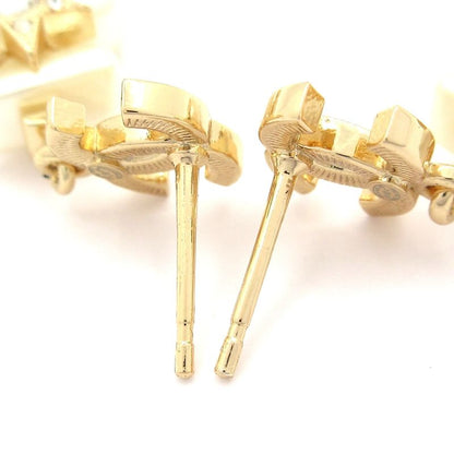 Chanel Earrings Coco Mark Ivory×gold×clear Star