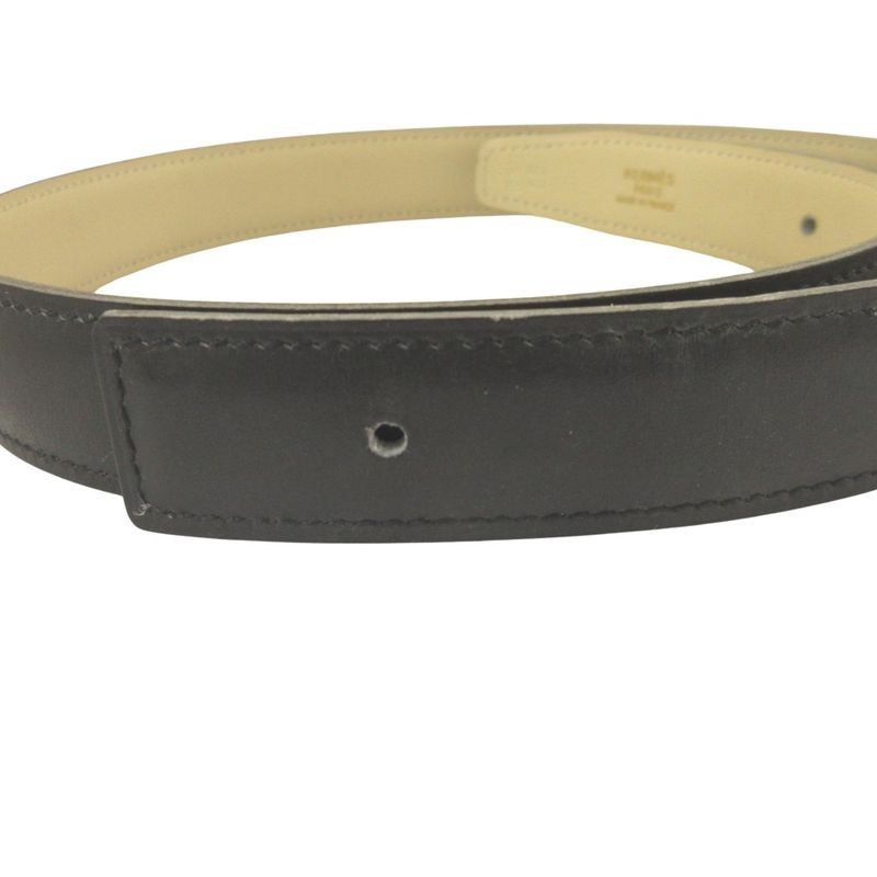 Good Hermes 90's Constance Reversible Leather Belt B Engraved 98 Black Light