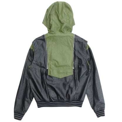 Loewe Leather Jacket Blouson Hoodie 2way Logo Hardware Anagram Button 48 Dark